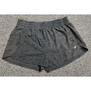 Asics Womens Running Shorts Grey/Black Camo XL Lightweight short shorts